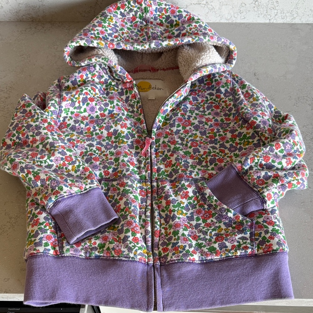 Mini Boden Floral Jacket with Pink and Purple Details